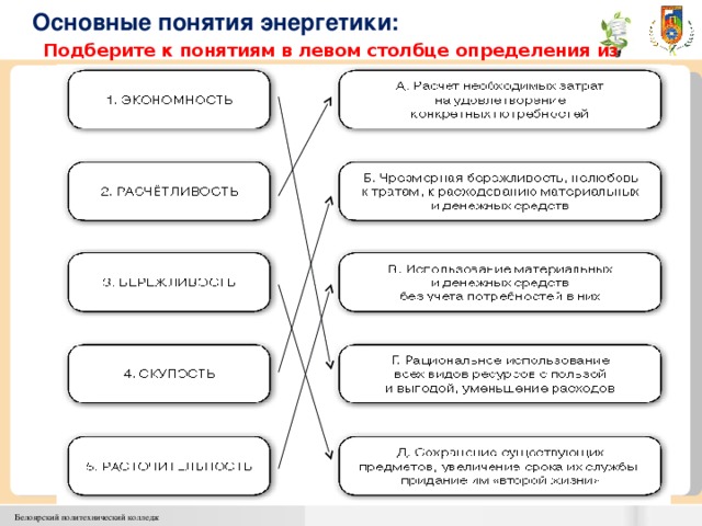 Для каждого физического понятия подберите