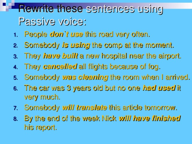 From sentences using the passive