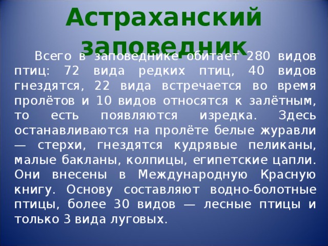 Астраханский заповедник презентация по географии 8 класс