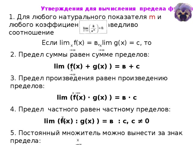 Предел бесконечность на бесконечность