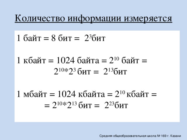 Перевод 1 кбайта в бит