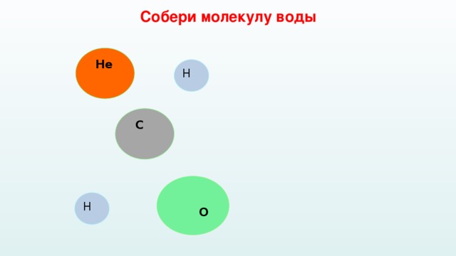 Собери молекулу воды  Не Н  С   О Н 