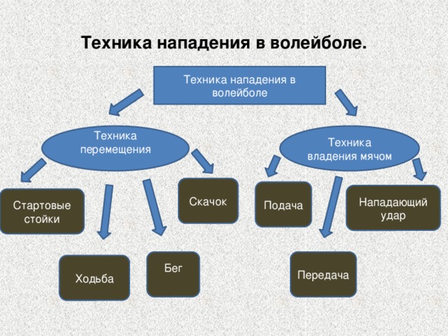 Техника нападения в волейболе. Техника нападения в волейболе Техника владения мячом Техника перемещения Скачок Подача Нападающий удар Стартовые стойки Передача Бег Ходьба 