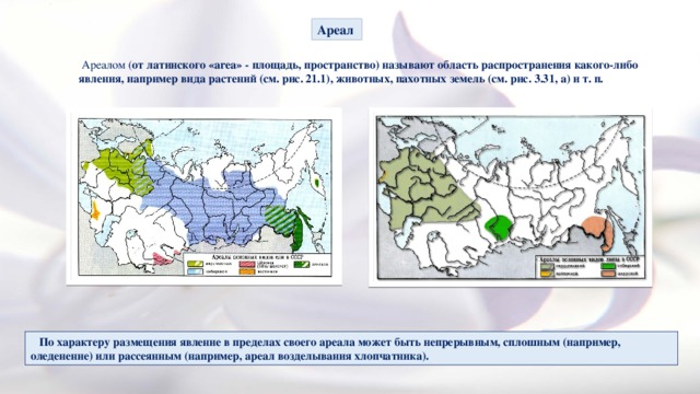 Закончите схему типы ареалов