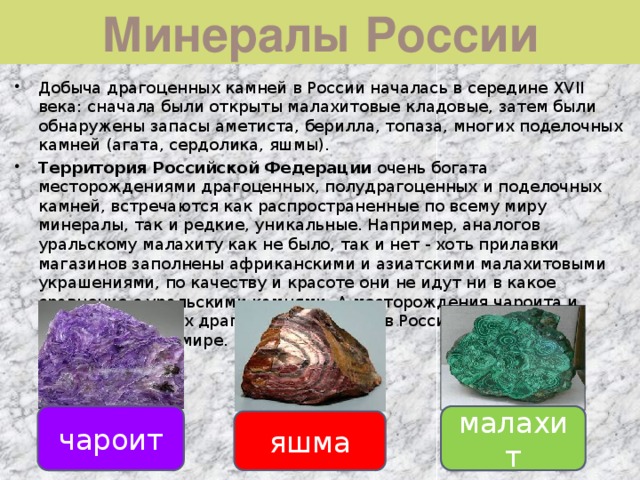 Уральские минералы презентация