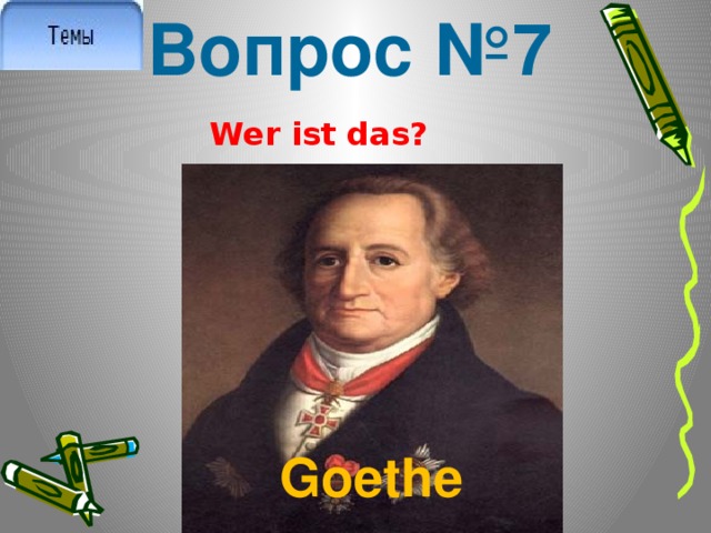 Вопрос №7 Wer ist das?  Goethe  