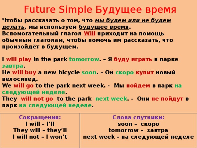 Планы на будущее на английском какое время
