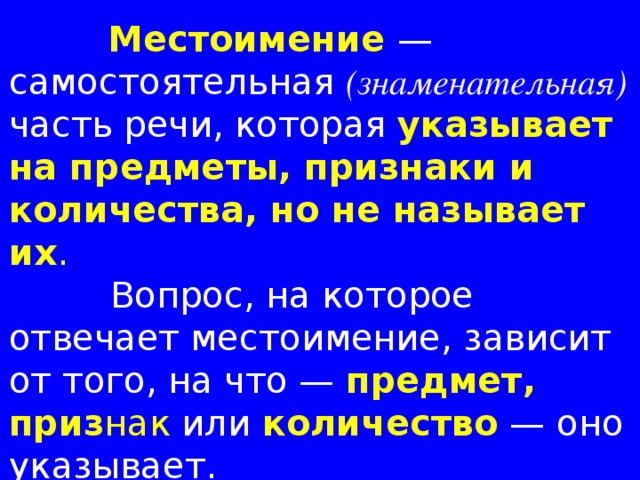 Местоимения и другие части речи 6 класс презентация