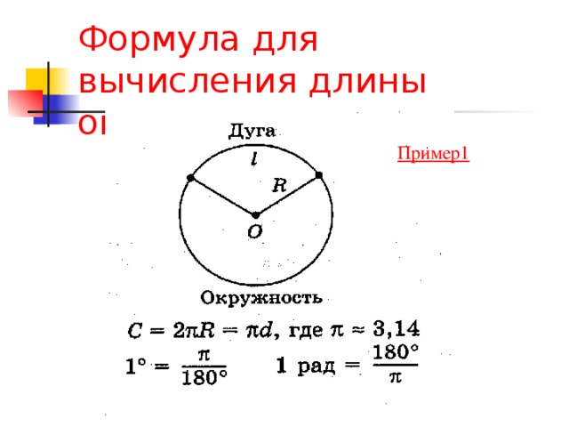Формула для расчета длины дуги круга. Формула вычисления дуги окружности. Окружность формулы и свойства