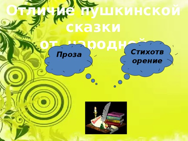 Отличие пушкинской сказки от народной Стихотворение Проза 