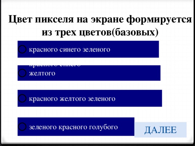 Структура изображения на экране дисплея создается из