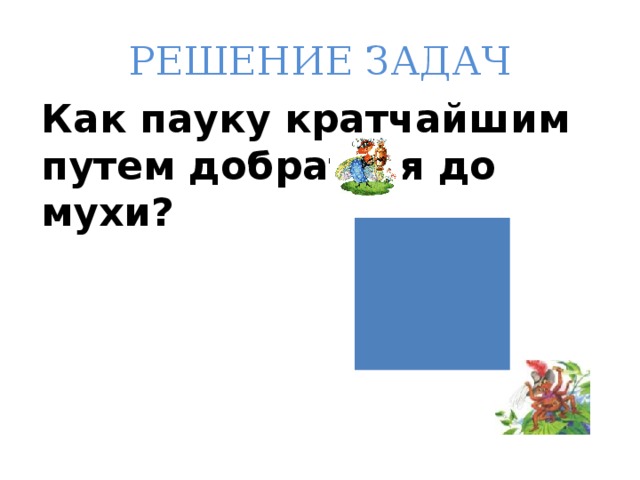 РЕШЕНИЕ ЗАДАЧ Как пауку кратчайшим путем добраться до мухи? 