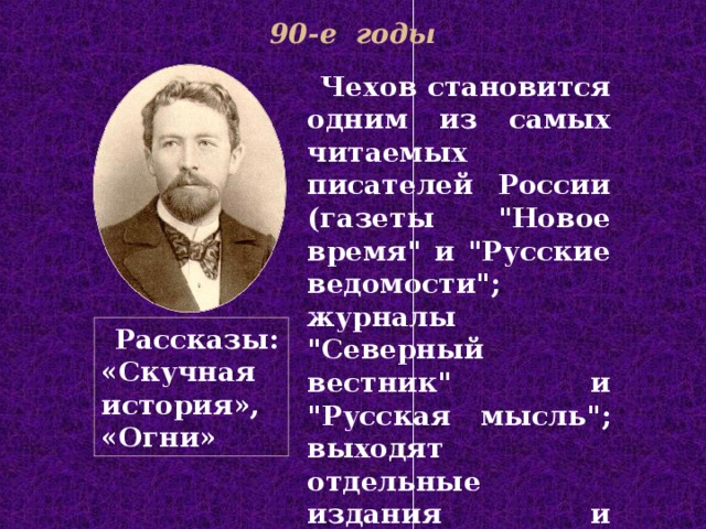 90-е годы Чехов становится одним из самых читаемых писателей России ( газет ы 