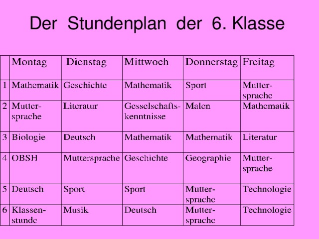 Der stundenplan