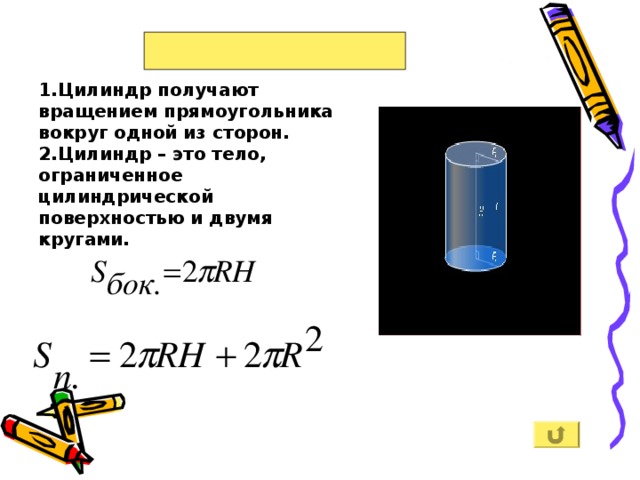 Как получить цилиндр вращением прямоугольника ответ поясните рисунком и соответствующими записями