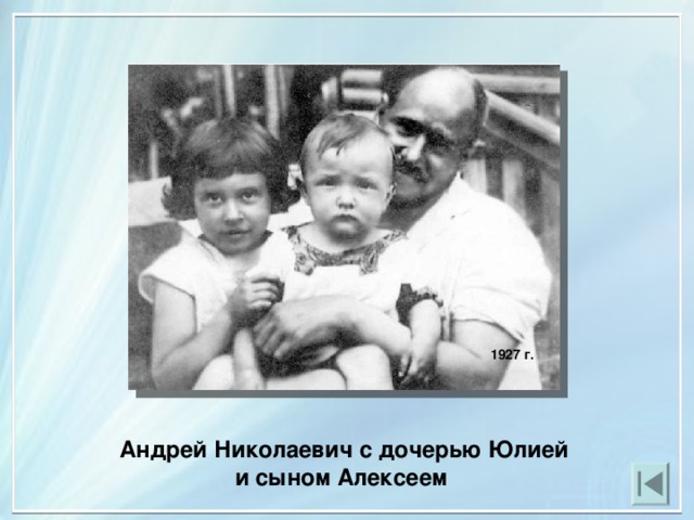 1927 г. Андрей Николаевич с дочерью Юлией и сыном Алексеем  