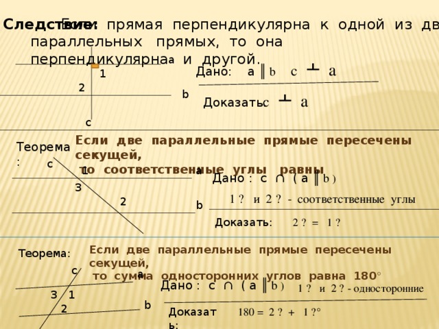 Если одна из двух параллельных прямых перпендикулярна