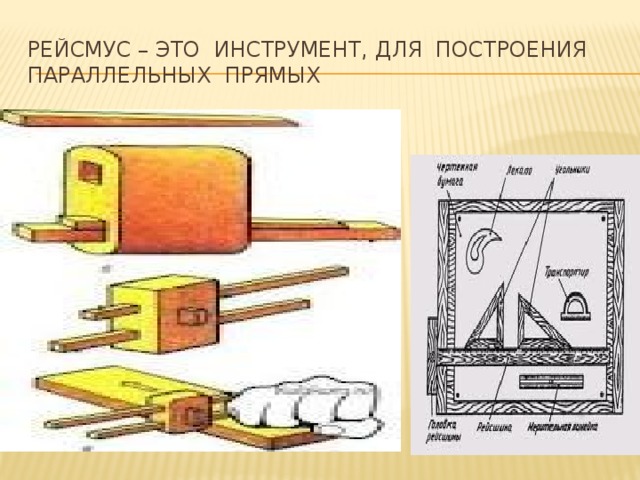 Рейсмус – это инструмент, для построения параллельных прямых 