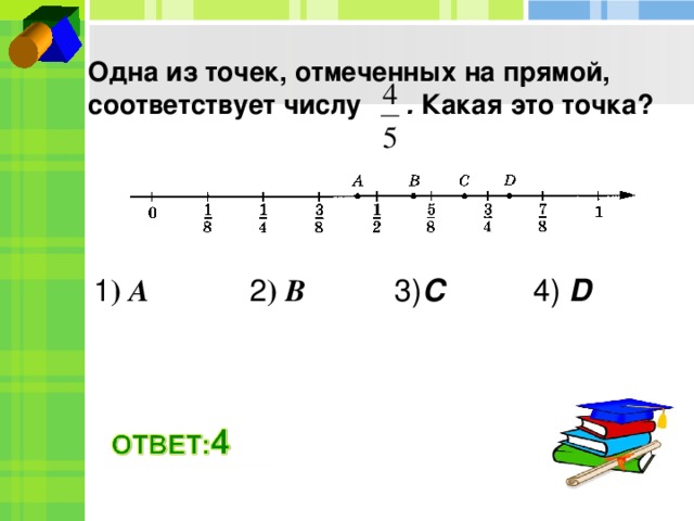 Запишите числа соответствующие точкам