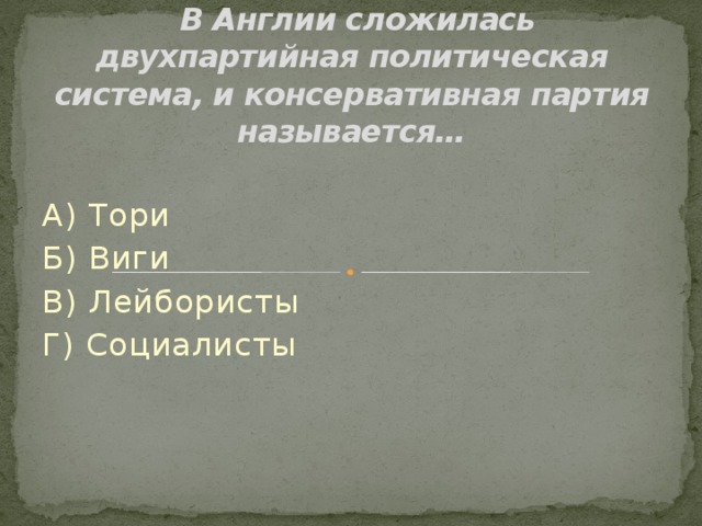Как называлась партия в англии. Как называлась партия в англии