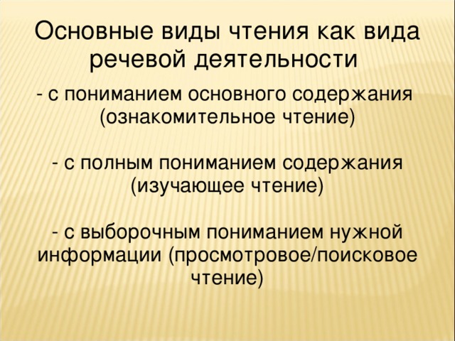 Проект на тему чтение как вид речевой деятельности