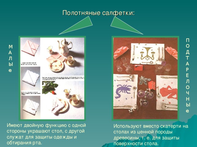 Презентация по кулинарии "Являются ли салфетки украшением стола?"