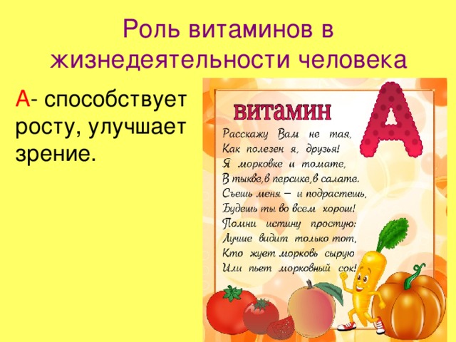 Витамины и их роль в жизнедеятельности человека проект по химии 10 класс