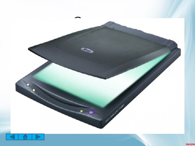 Сканер  используется для ввода в компьютер всевозможных графических изображений и текстов непосредственно с бумажного оригинала 