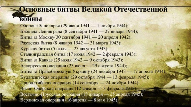 Хронология великой отечественной войны презентация