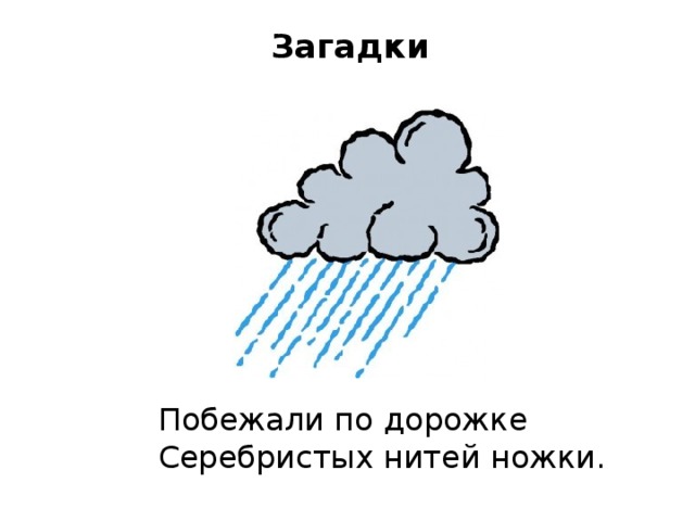 Загадки   Побежали по дорожке Серебристых нитей ножки. 