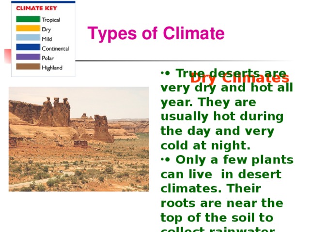 Different climate. Climate in different Countries. Deserts are usually hot Dusty and Dry but some years ago the Deserts turned.