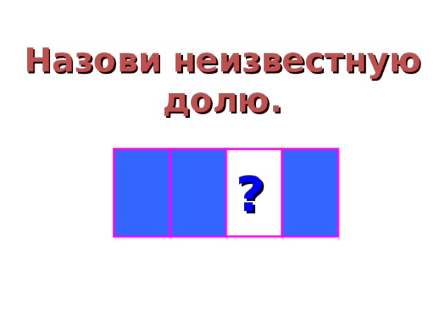 Назови неизвестную долю. ? 