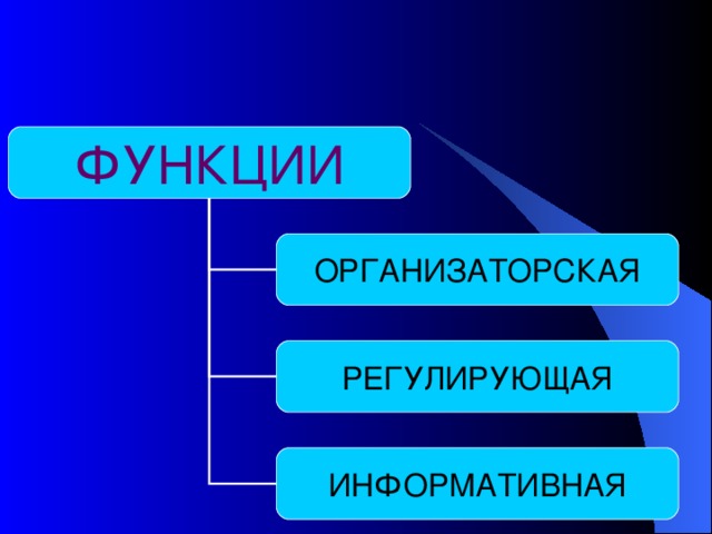 ФУНКЦИИ ОРГАНИЗАТОРСКАЯ РЕГУЛИРУЮЩАЯ ИНФОРМАТИВНАЯ 