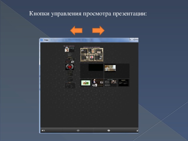 Кнопки управления просмотра презентации: 