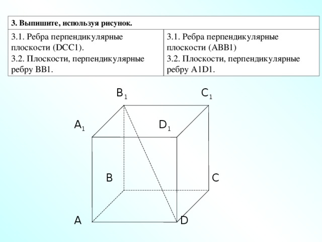 Перпендикулярные ребра куба