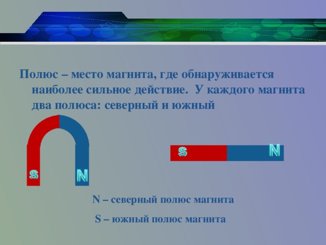 Какие магнитные полюса изображены на рисунке 1 северный 2 северный