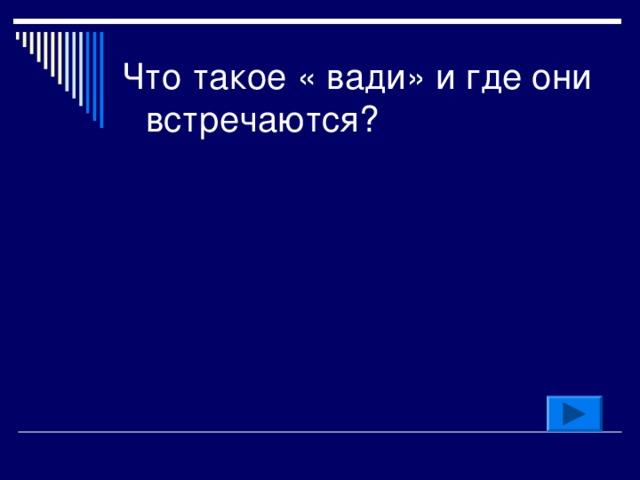 Что такое « вади» и где они встречаются? 