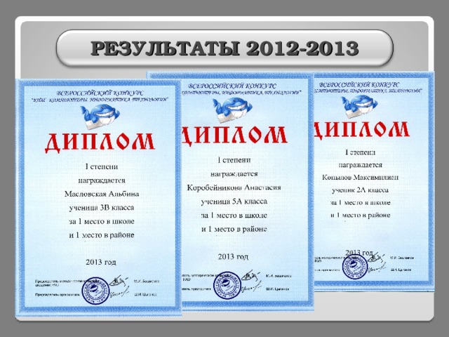 РЕЗУЛЬТАТЫ 2012-2013 6 