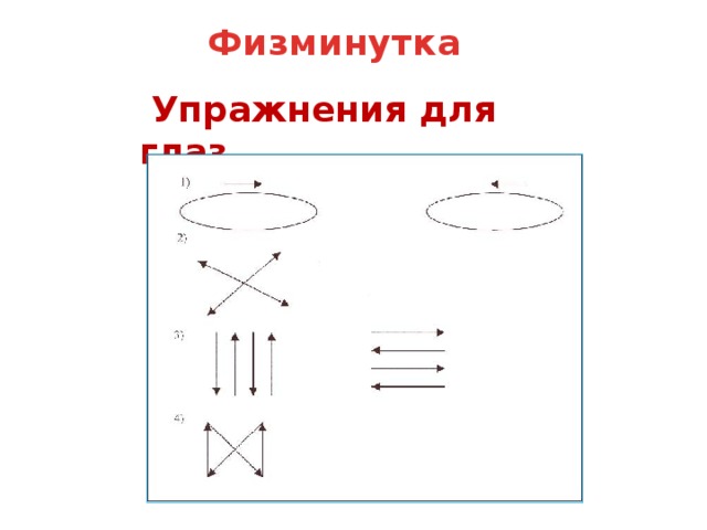 Физминутка  Упражнения для глаз. 