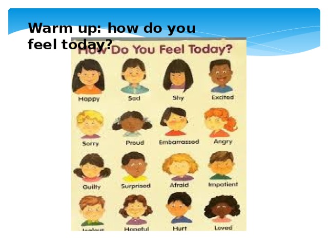 Warm up: how do you feel today? 