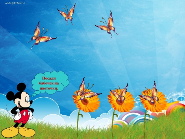 Посади бабочек на цветочки. 