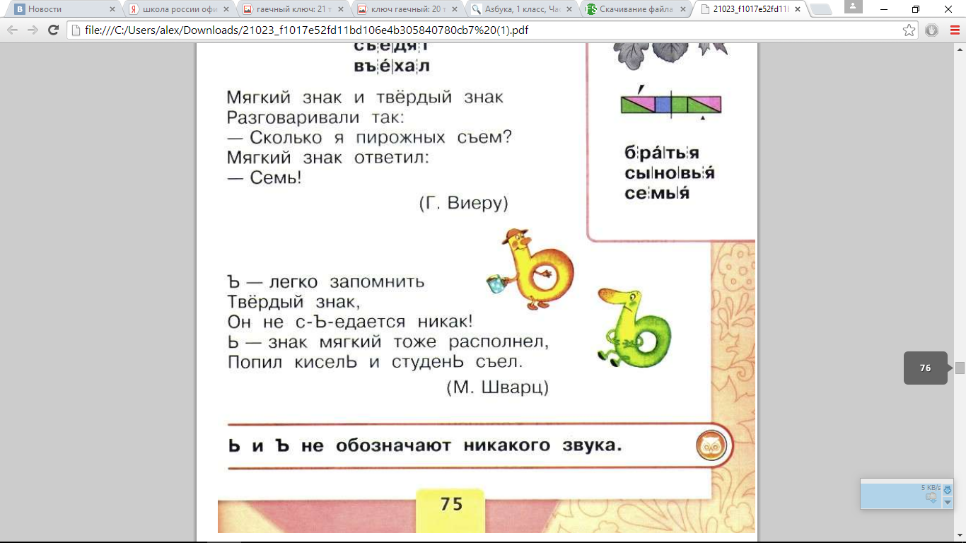 Конспект урока по литературному чтению для начальных классов «Ъ и Ь знак»