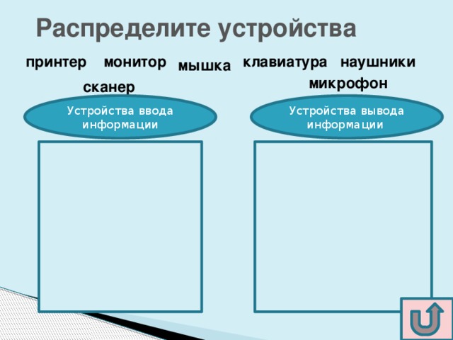 Распределите устройства по категориям. Распределите устройства по категориям
