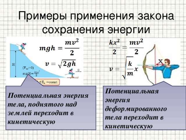 Потенциальная энергия примеры