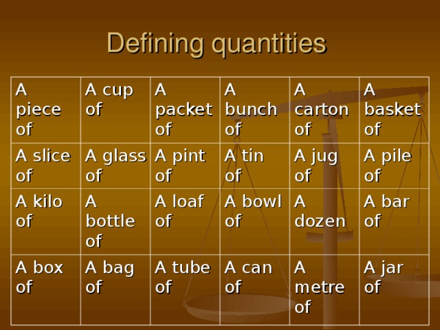 Tub перевод. Box can carton Bottle Cup tin Packet Jar. Bottle carton Box Packet piece kilo Jar Bag Loaf Bar. Defining Quantities. A Bottle a Jar a can a carton a Packet a Loaf a Bar a Slice a kilo перевод.