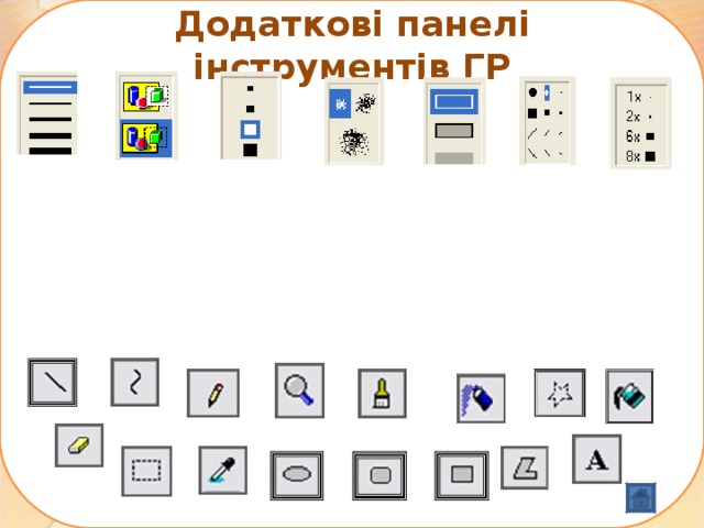 Додаткові панелі інструментів ГР 