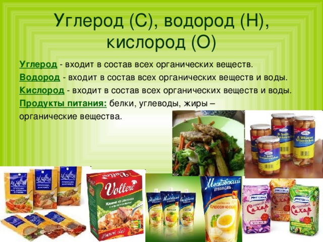 Продукты входящие в состав