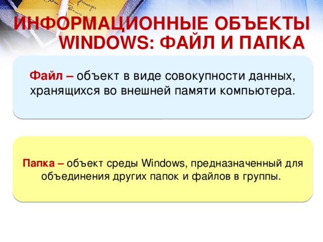 Объекты windows в виде пиктограмм располагаются