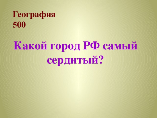 География  500 Какой город РФ самый сердитый? 