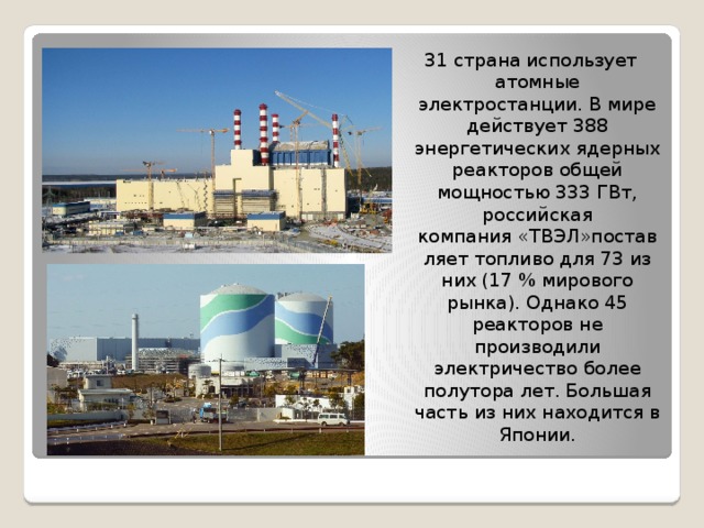 Мощность аэс в мире. Атомная электростанция презентация. АЭС для презентации. Используемое топливо АЭС.